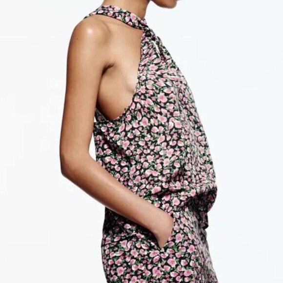 ZARA | Floral Halter Tank Top Blouse | Sz. XS - Picture 3 of 11